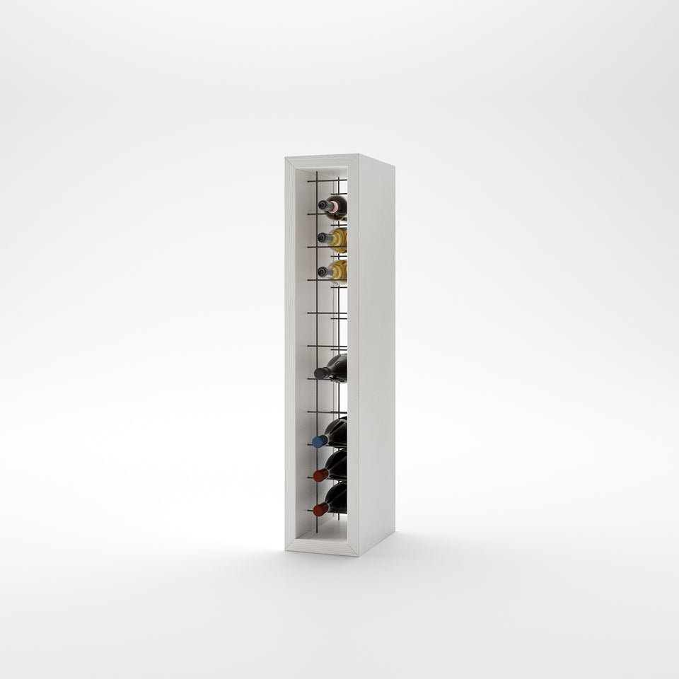 Portabottiglie vino in legno e ferro bianco