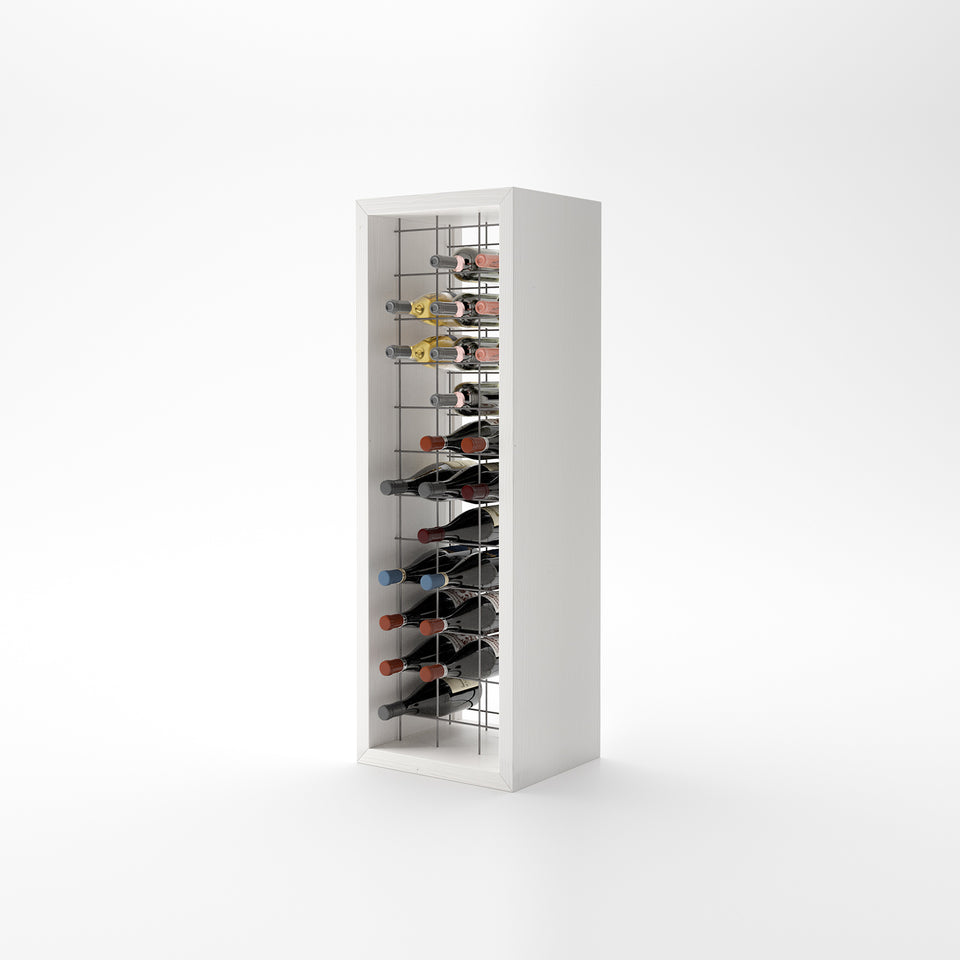 Portabottiglie in legno massello bianco illuminato