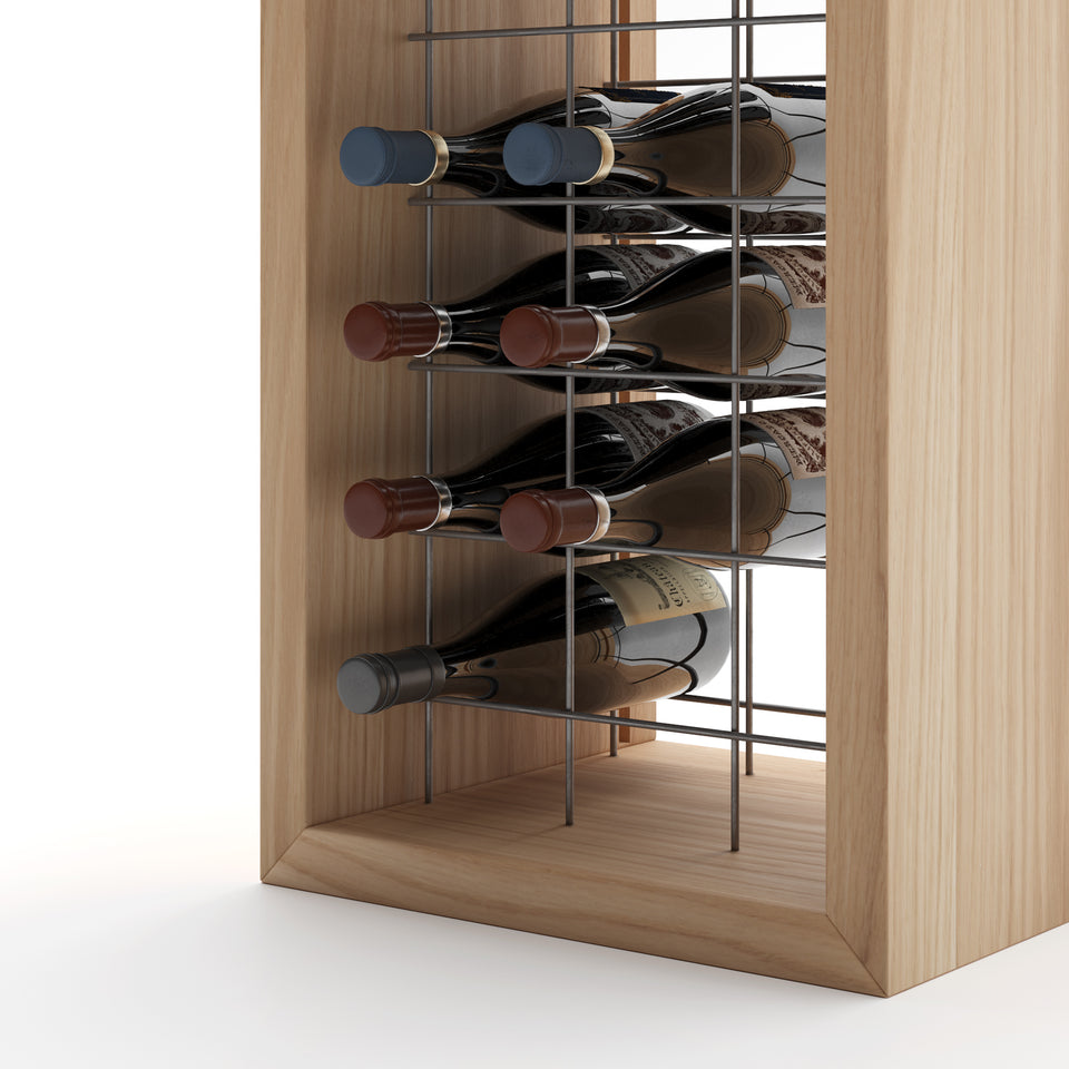 Portabottiglie in legno massello illuminato