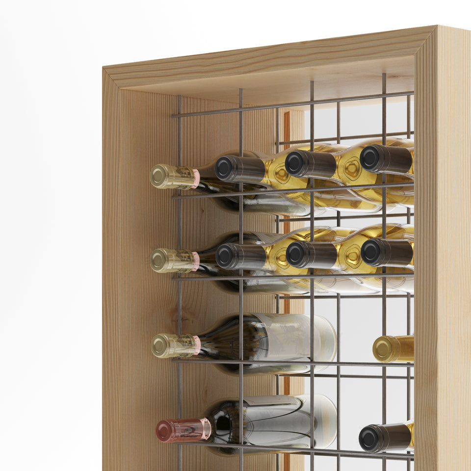 Portavini illuminato in legno massello