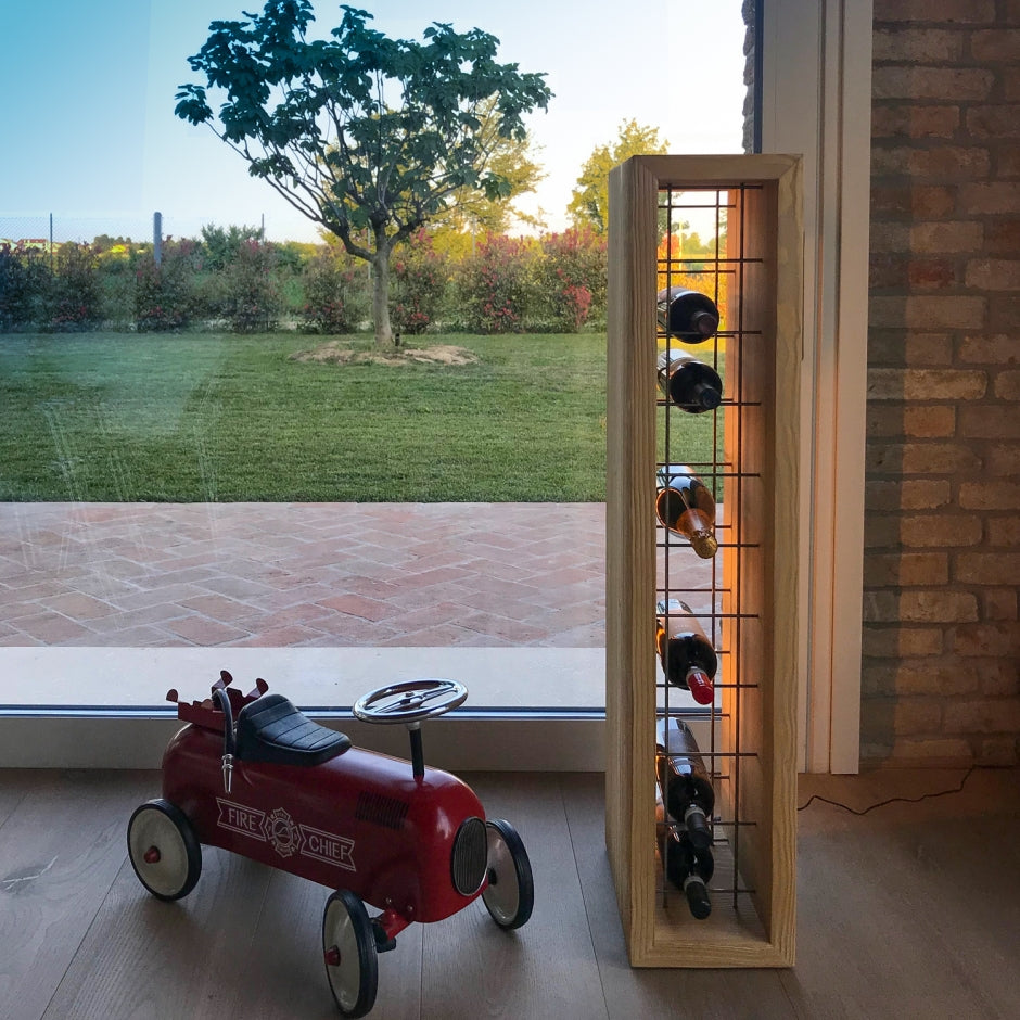 Portabottiglie vino in legno e ferro